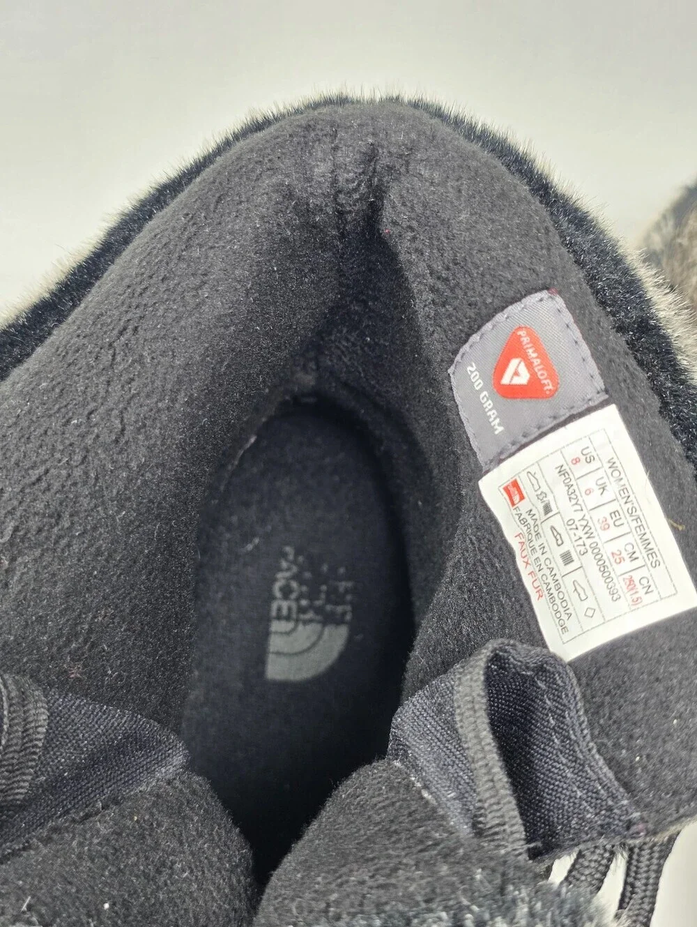 The North Face Snow Boots Black Waterproof Primaloft Faux Fur Winter Womens Sz 8